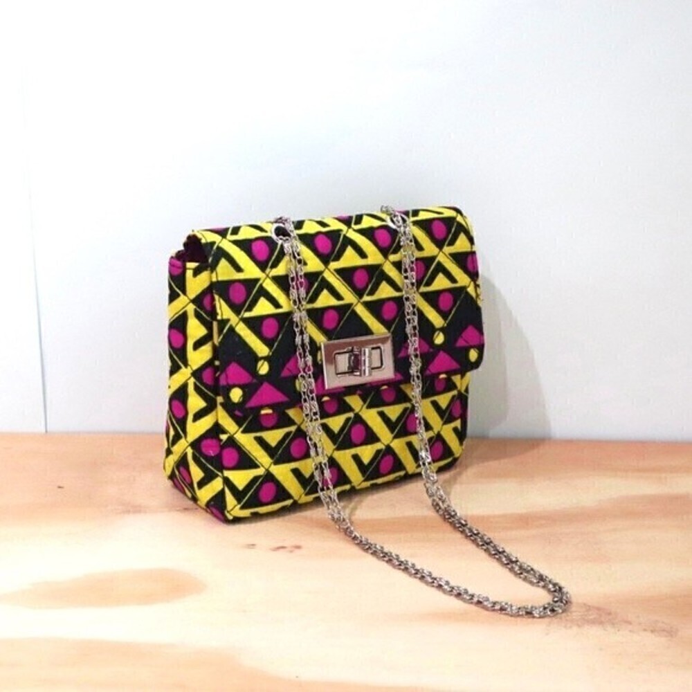 Minimalist Mini Bag Purse Clutch‎ Yellow and Fuschia